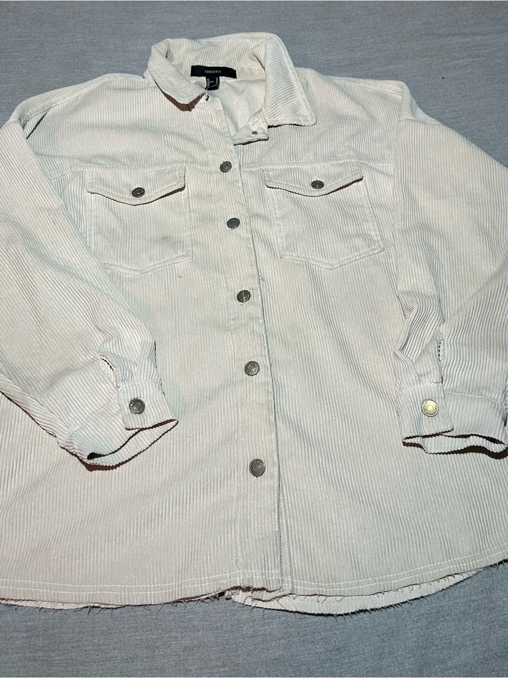Forever 21 Cream Corduroy Button-Front Jacket